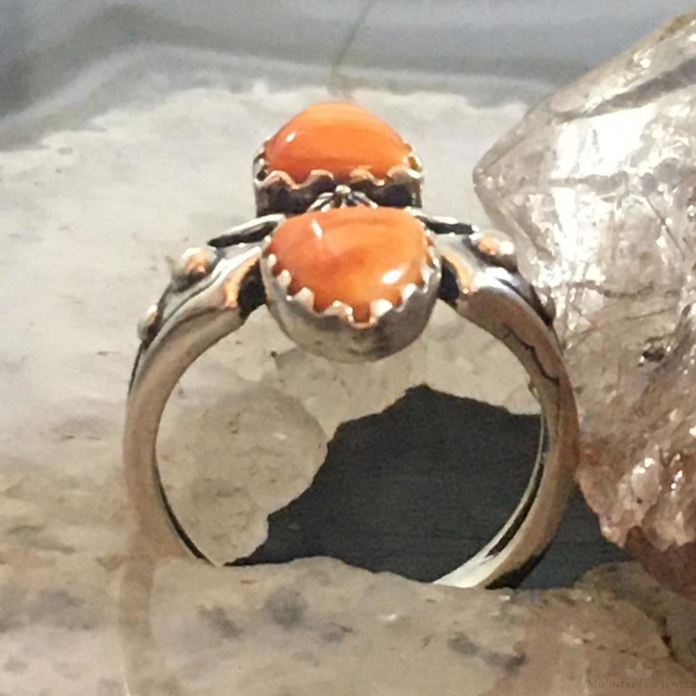 Carolyn Pollack Southwestern Style Sterling Orange Spiny Oyster Ring For Women - Picture 5 of 10